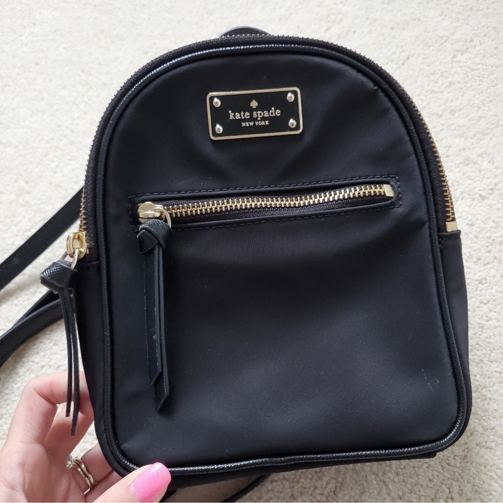 Kate Spade Mini Black Leather and Nylon Backpack